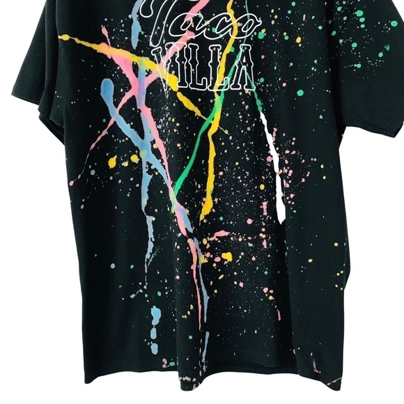 Taco Villa Splatter Tee Tie Dye Love Serve All T-Shirt Top - Picture 5 of 8